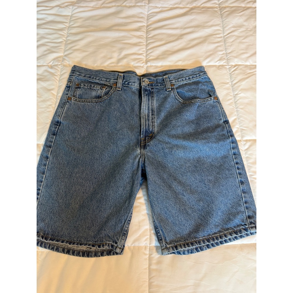Levi's 505 Denim Shorts Mens 36 Blue Excellent Mid Wash Regular Fit Cotton
